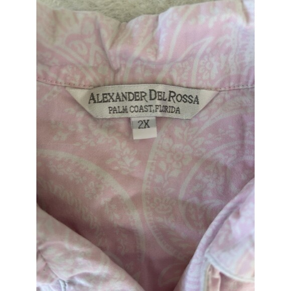 Alexander del Rossa Pajama set Pink White Paisley Crisp Cotton Size 2X - Picture 8 of 9